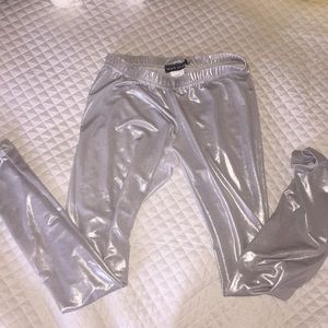 Silver Metallic Leggings